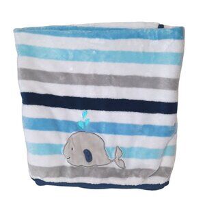 Garanimals Whale Striped Fleece Baby Security Lovey Blanket 36" X 27"